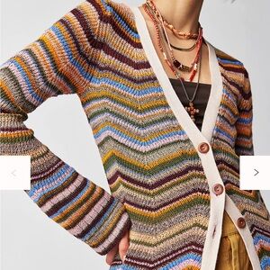 Free People Ocean Waves Cardi in dust in the wind combo colorway size medium